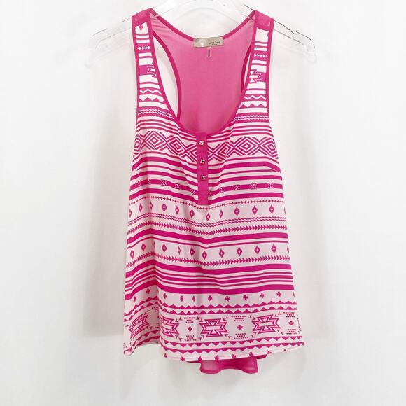 LOVE TREE Pink Western Tribal Sleeveless Racerback Tank Top - Picture 2 of 10